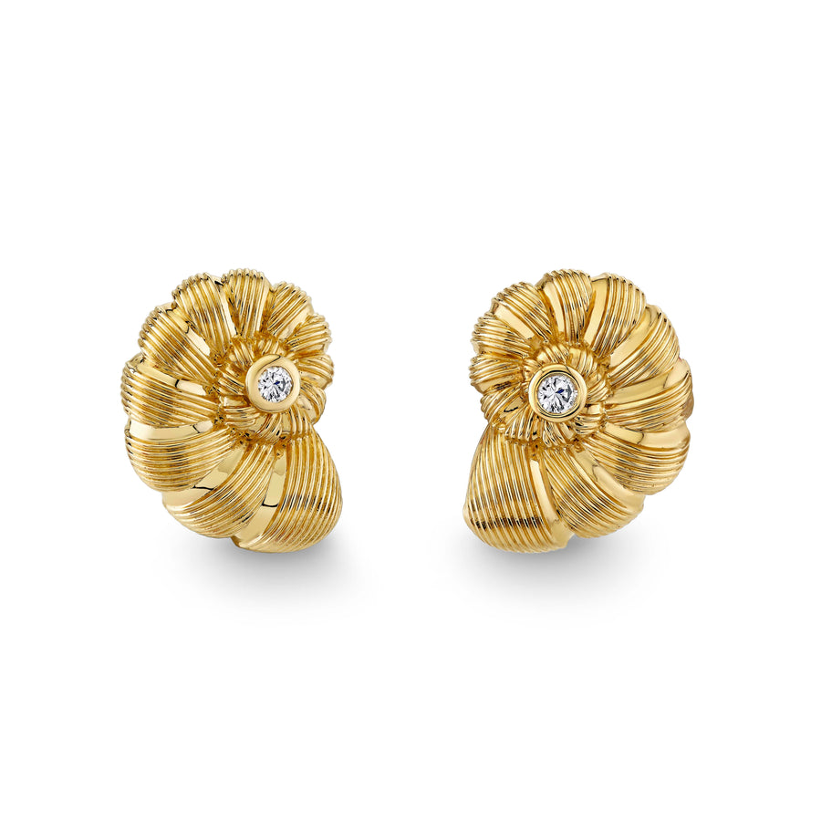 Gold & Diamond Large Nautilus Shell Stud - Sydney Evan Fine Jewelry