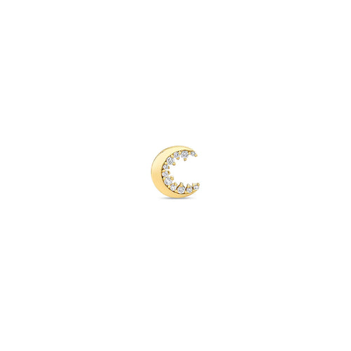 Gold & Diamond Cocktail Crescent Moon Stud