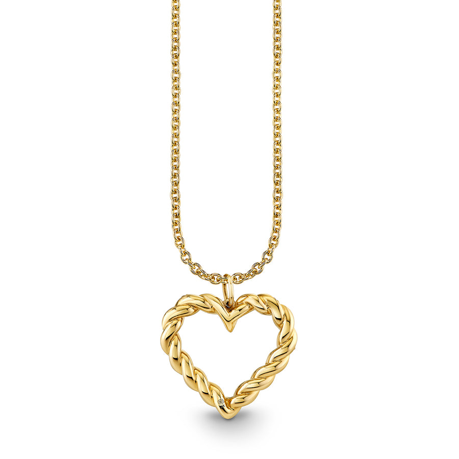 Gold & Diamond Rope Heart Charm - Sydney Evan Fine Jewelry