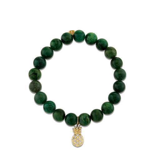Gold & Diamond Large Pineapple on Green Verdite