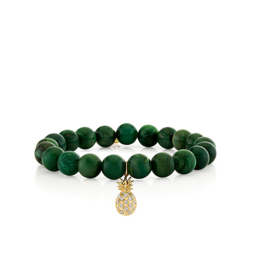Gold & Diamond Large Pineapple on Green Verdite