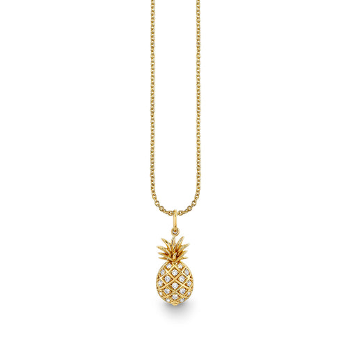 Gold & Diamond Large Pineapple Charm