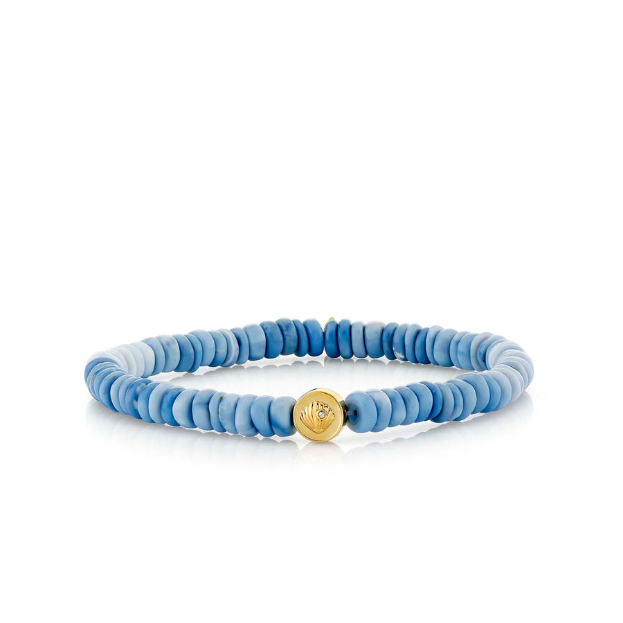 Gold & Diamond Starfish & Clam Shell on Blue Opal Heishi - Sydney Evan Fine Jewelry