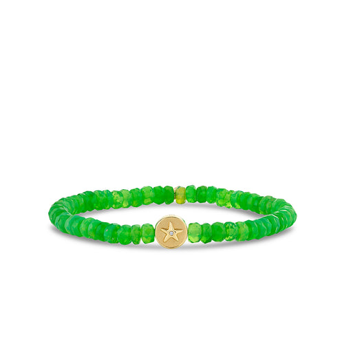 Gold & Diamond Starfish Clam Shell Bead on Opal