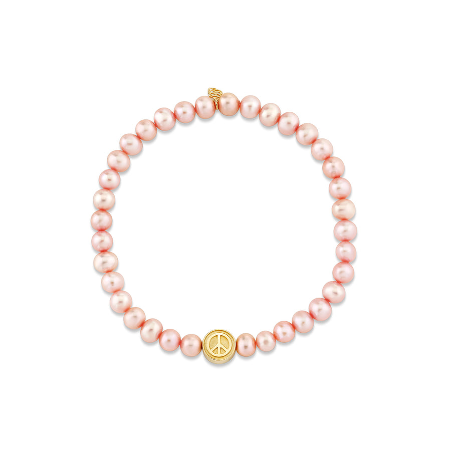 Gold & Diamond Peace & Love Bead on Rose Pearls - Sydney Evan Fine Jewelry