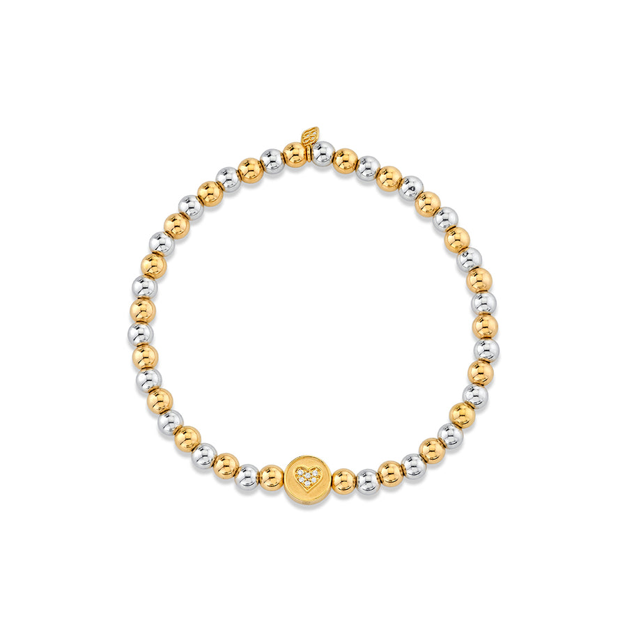 Gold & Diamond Peace & Love Bead on Two-Tone Gold Beads - Sydney Evan Fine Jewelry