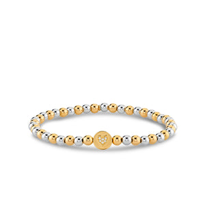 Gold & Diamond Peace & Love Bead on Two-Tone Gold Beads - Sydney Evan Fine Jewelry