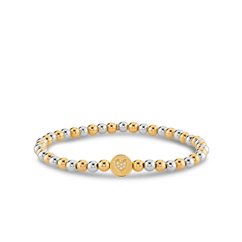 Gold & Diamond Peace & Love Bead on Two-Tone Gold Beads