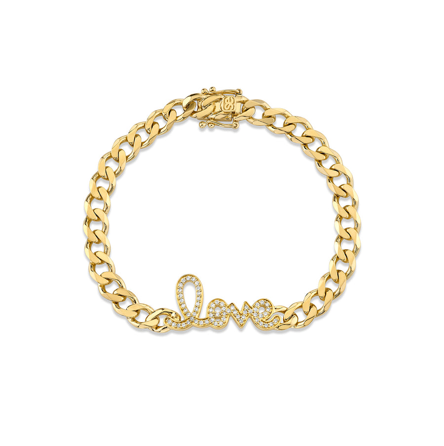 Gold & Diamond Love Curb Link Bracelet - Sydney Evan Fine Jewelry