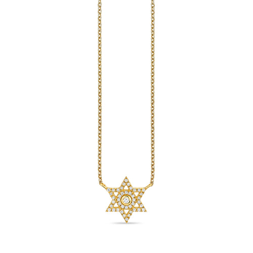Gold & Diamond Star of David Necklace