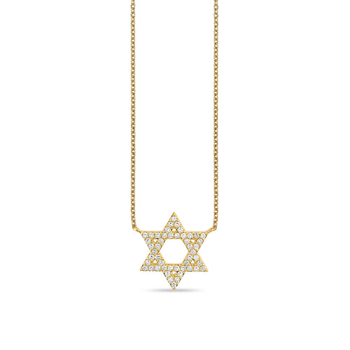 Gold & Diamond Star of David Necklace