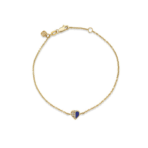Gold & Diamond Baby Heart Stone Inlay Bracelet