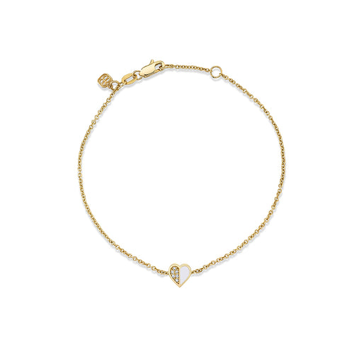 Gold & Diamond Baby Heart Stone Inlay Bracelet