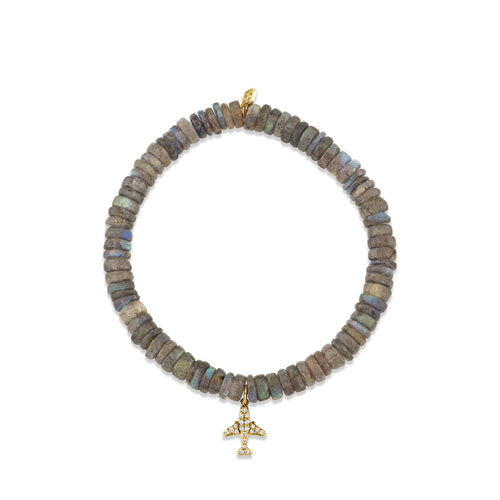 Gold & Diamond Airplane On Labradorite Heishi