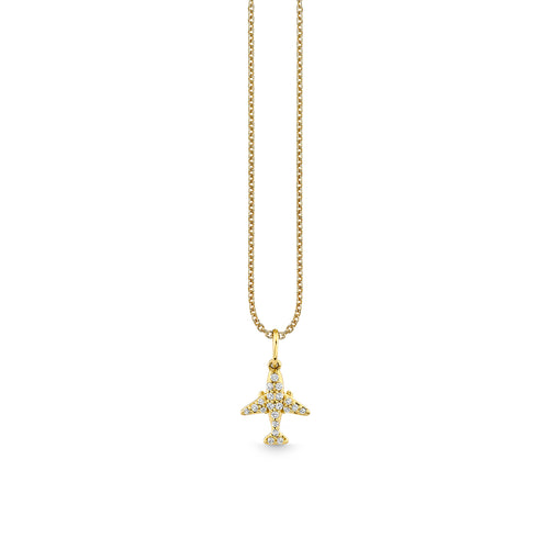 Gold & Diamond Airplane Charm
