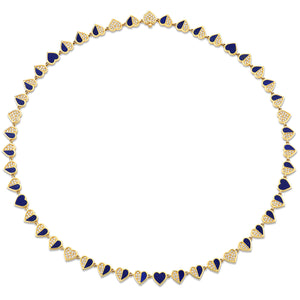 Gold, Diamond & Lapis Stone Inlay Heart Eternity Necklace - Sydney Evan Fine Jewelry