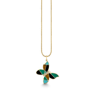 Gold & Diamond Mosaic Butterfly Charm - Sydney Evan Fine Jewelry