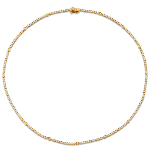 Gold & Diamond Marquise Eye Tennis Necklace