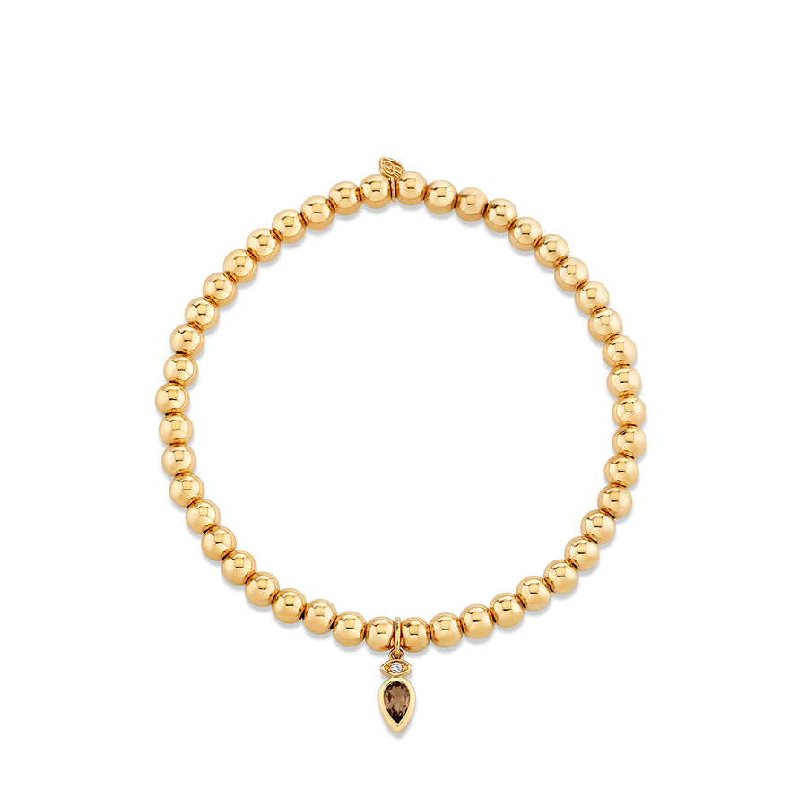 Gold, Diamond & Smokey Quartz Pear Cut Marquis Eye on Gold Beads - Sydney Evan Fine Jewelry