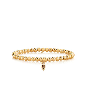 Gold, Diamond & Smokey Quartz Pear Cut Marquis Eye on Gold Beads - Sydney Evan Fine Jewelry