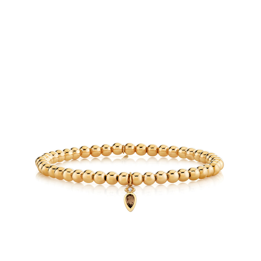 Gold, Diamond & Smokey Quartz Pear Cut Marquis Eye on Gold Beads - Sydney Evan Fine Jewelry