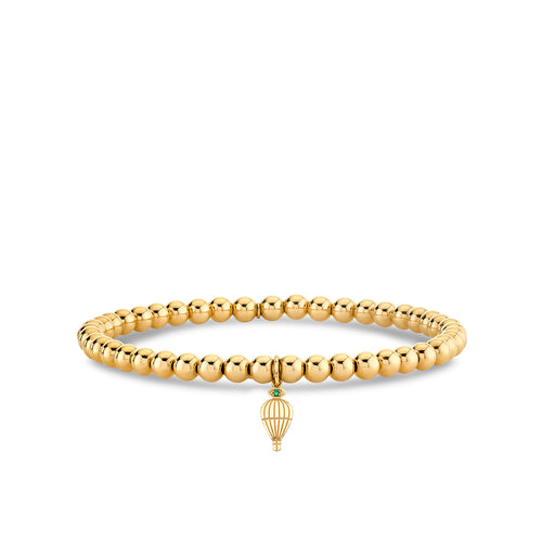 Gold & Emerald Wicked Hot Air Balloon on 14k Yellow Gold