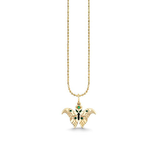 Gold, Emerald & Enamel Wicked Elphaba Enamel Moth Charm