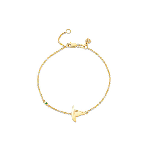 Gold & Emerald Wicked Elphaba Pure Hat Chain Bracelet
