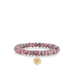 Gold, Diamond & Pink Sapphire Wicked Glinda Wand Burst on Mystic Red Moonstone - Sydney Evan Fine Jewelry
