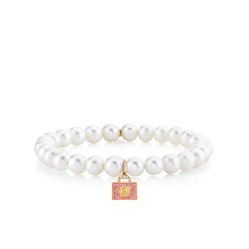 Gold, Diamond & Pink Sapphire Wicked Glinda Luggage on Fresh Water Pearl