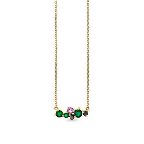 Gold, Emerald & Amethyst Wicked Elphaba Cocktail Bar Necklace