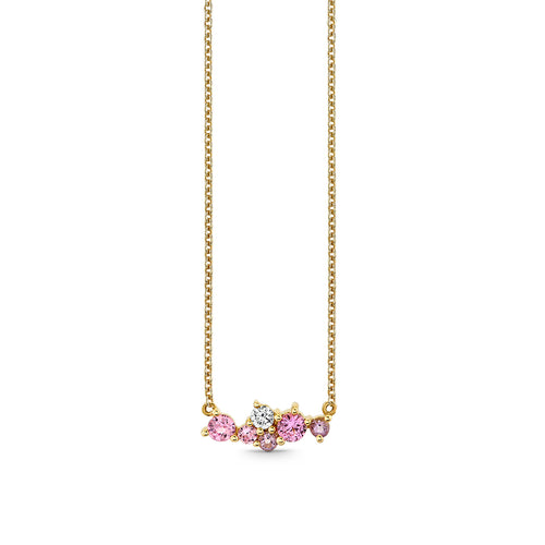 Gold, Diamond, Pink Sapphire & Amethyst Wicked Glinda Cocktail Bar Necklace