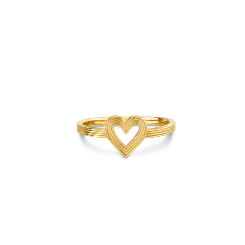 Gold Small Fluted Heart Ring