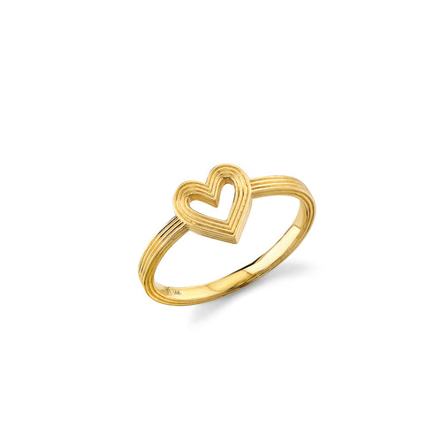 Gold Small Fluted Heart Ring