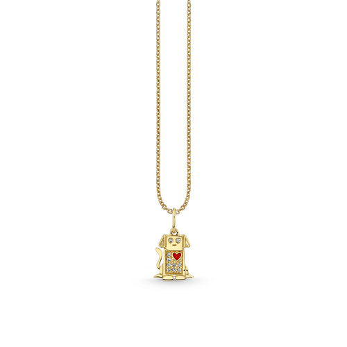 Gold & Diamond Robot Dog Charm