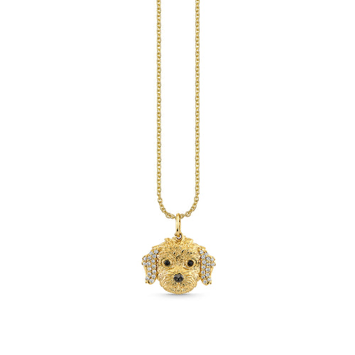 Gold & Diamond Doodle Dog Charm