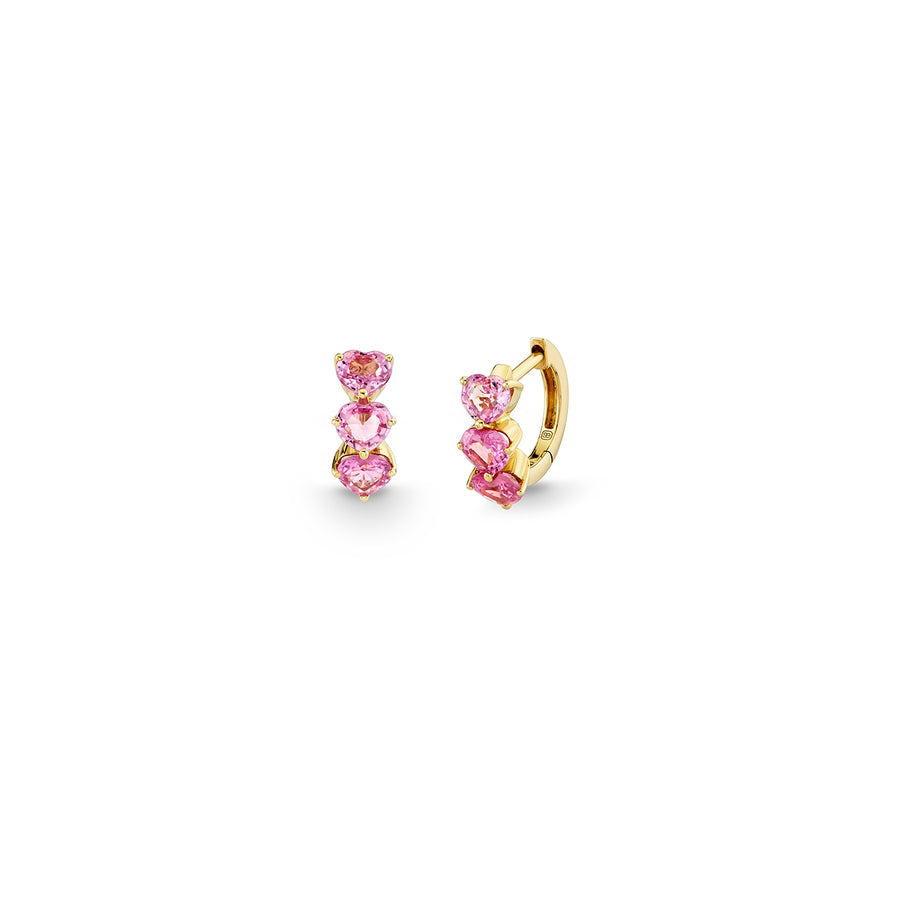 Gold & Pink Sapphire Heart Cocktail Huggie - Sydney Evan Fine Jewelry