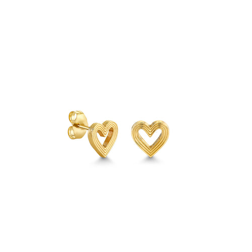 Pure Gold Small Fluted Heart Stud