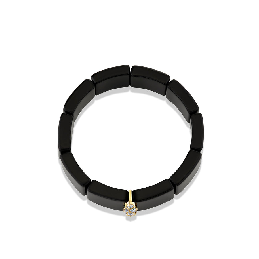 Gold & Diamond 12mm Cocktail Spacer on Black Onyx Rectangle Bead - Sydney Evan Fine Jewelry