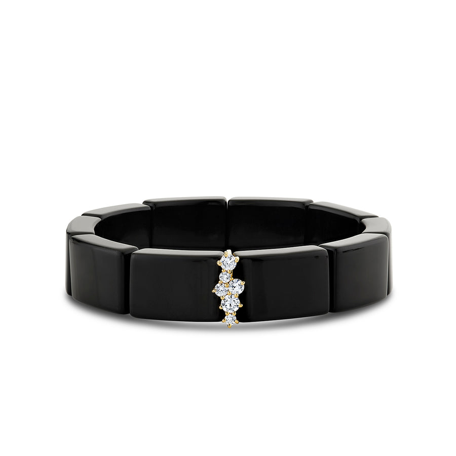 Gold & Diamond 12mm Cocktail Spacer on Black Onyx Rectangle Bead - Sydney Evan Fine Jewelry