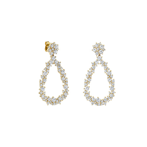 Gold & Diamond Teardrop Cocktail Earrings
