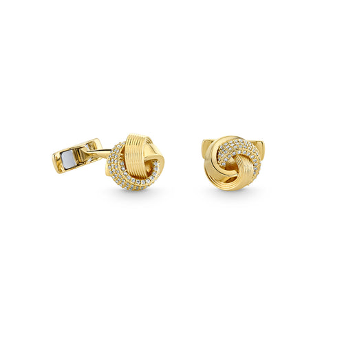 Gold & Diamond Tri Linked Ring Cufflinks