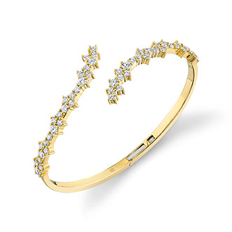Gold & Diamond Cocktail Wrap Hinge Bangle - Sydney Evan Fine Jewelry