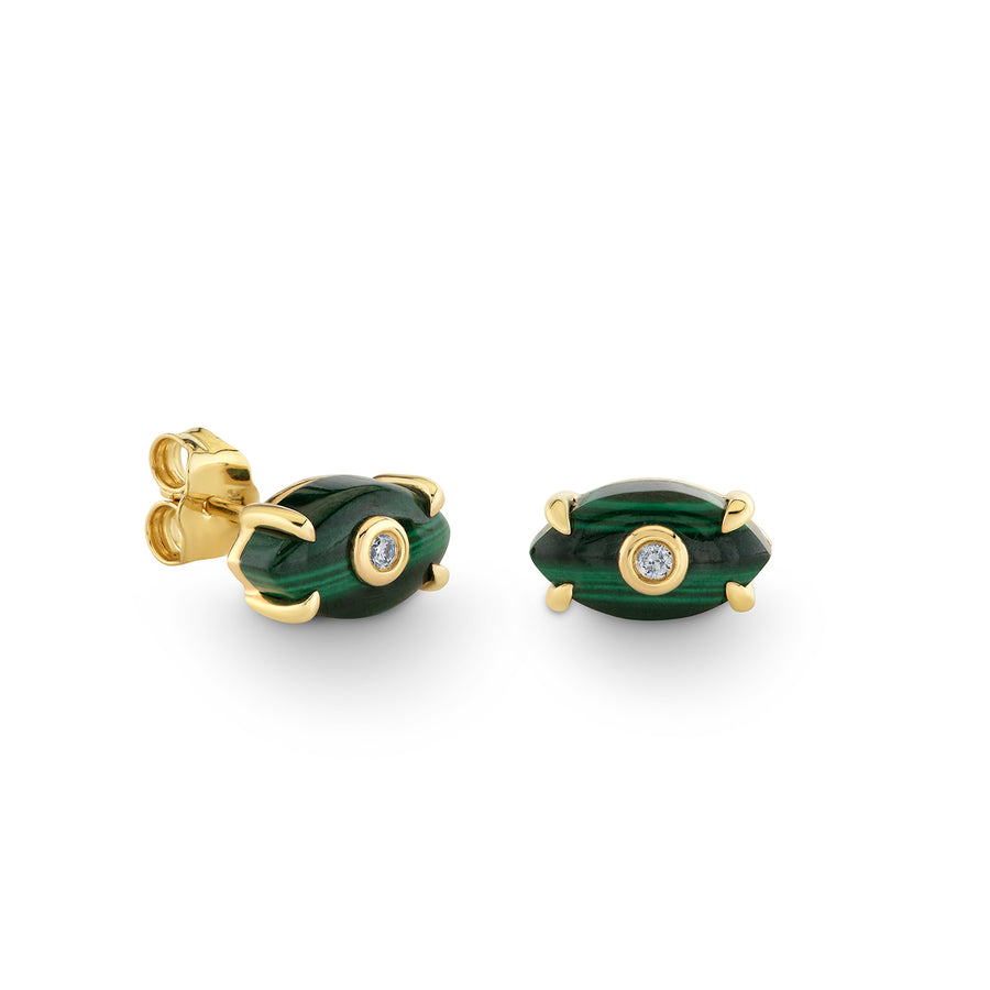 Gold & Diamond Medium Carved Stone Bezel Eye Studs - Sydney Evan Fine Jewelry