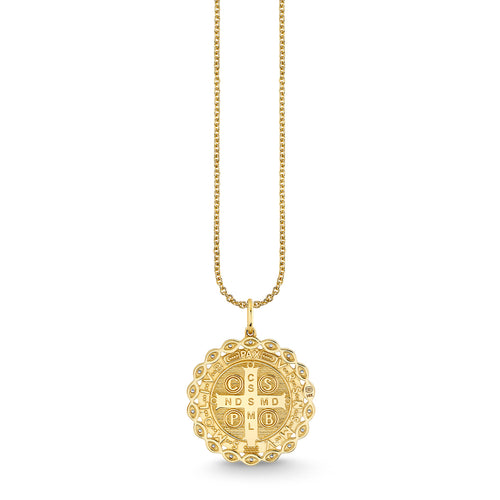 Gold & Diamond Saint Benedict Coin Charm