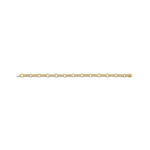 Gold & Diamond Round Rectangle Link Bracelet