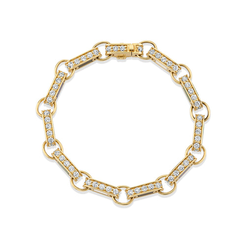 Gold & Multi Color Stone Inlay Large Round Rectangle Link Bracelet