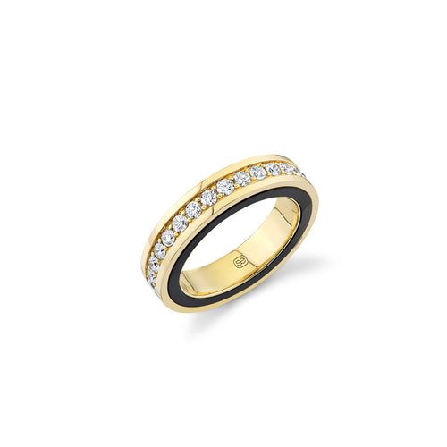 Gold & Diamond Onyx Inlay Pave Ring