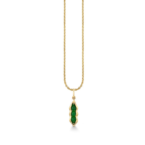 Gold & Green Jade Pea Pod Charm