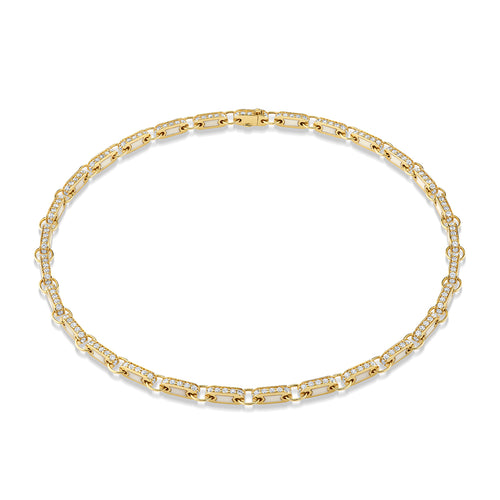 Gold & Diamond White Onyx Rectangle Link Necklace